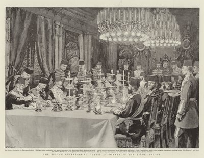 The Sultan Entertaining Guests at Dinner in the Yildiz Palace by Joseph Nash